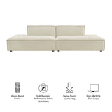 Atlas 2-Piece Performance Fabric Upholstered Modular Loveseat in Ecru