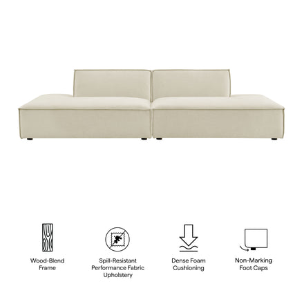 Restore 2-Piece Performance Fabric Upholstered Modular Loveseat in Ecru