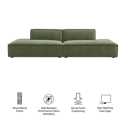 Restore 2-Piece Performance Fabric Upholstered Modular Loveseat in Foliage