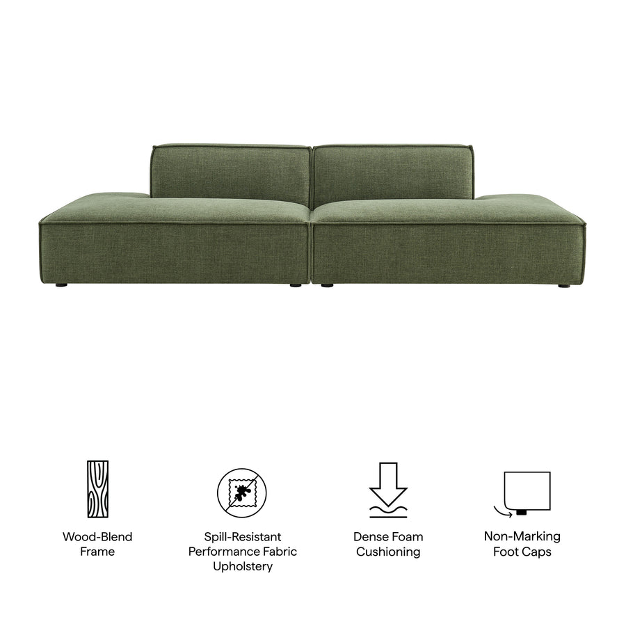 Atlas 2-Piece Performance Fabric Upholstered Modular Loveseat in Foliage