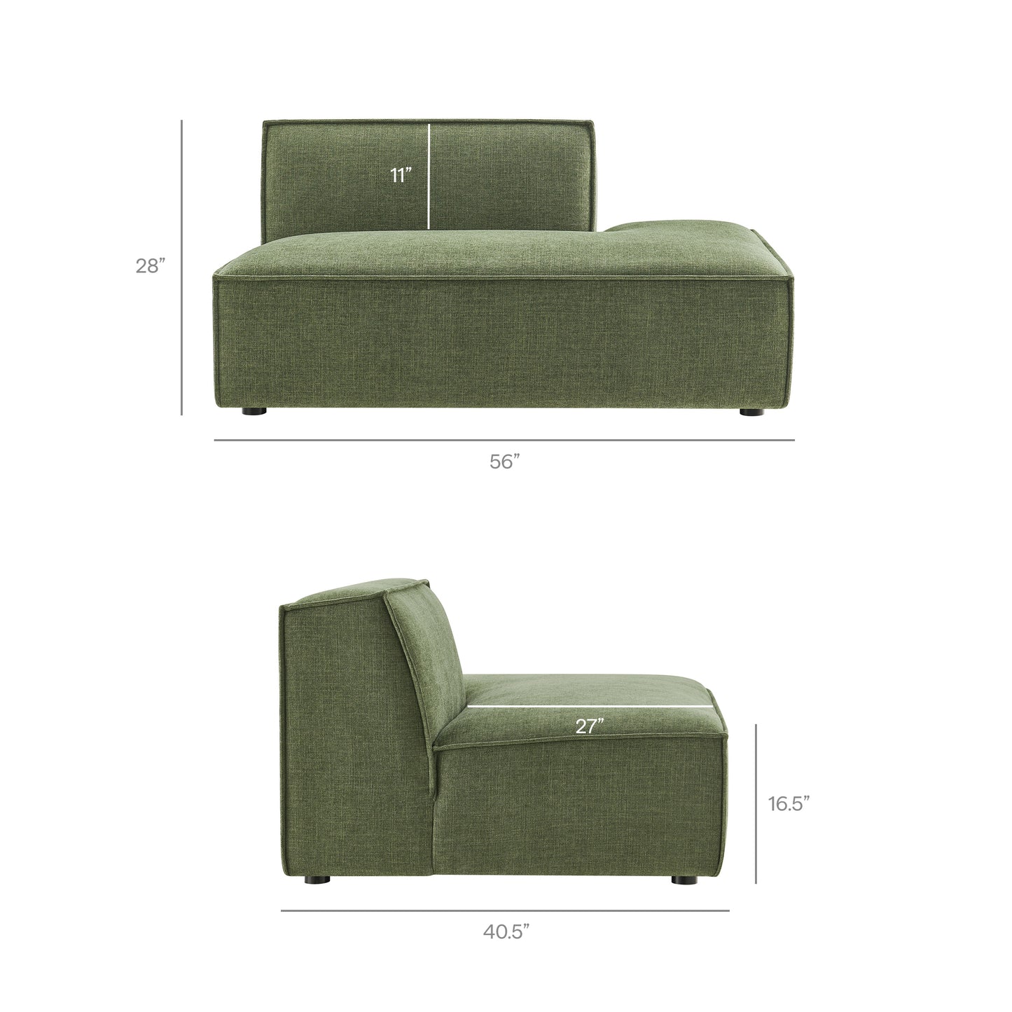 Atlas 2-Piece Performance Fabric Upholstered Modular Loveseat in Foliage