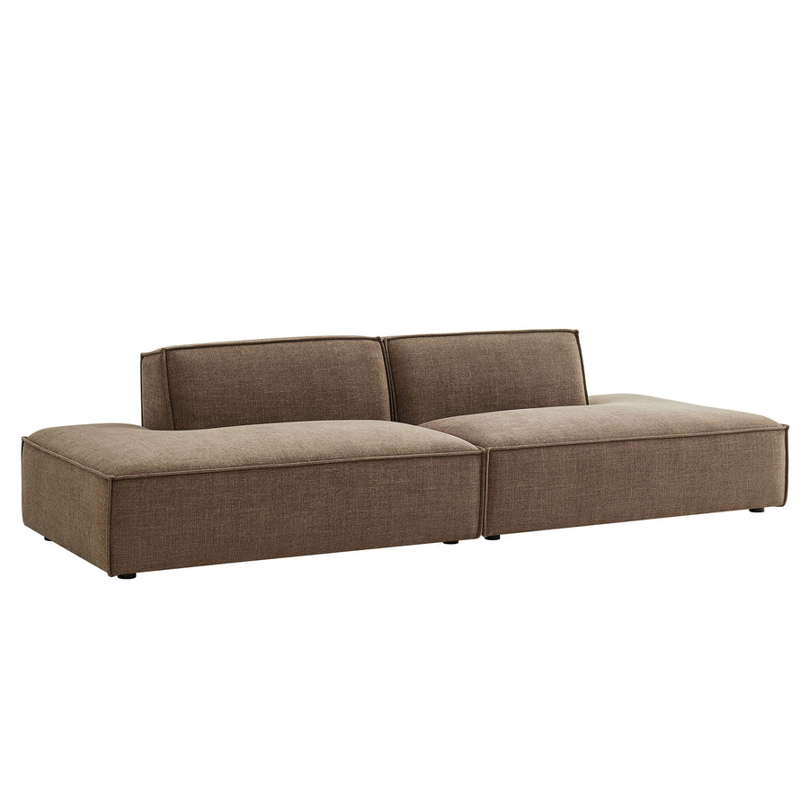 Atlas 2-Piece Performance Fabric Upholstered Modular Loveseat in Mocha