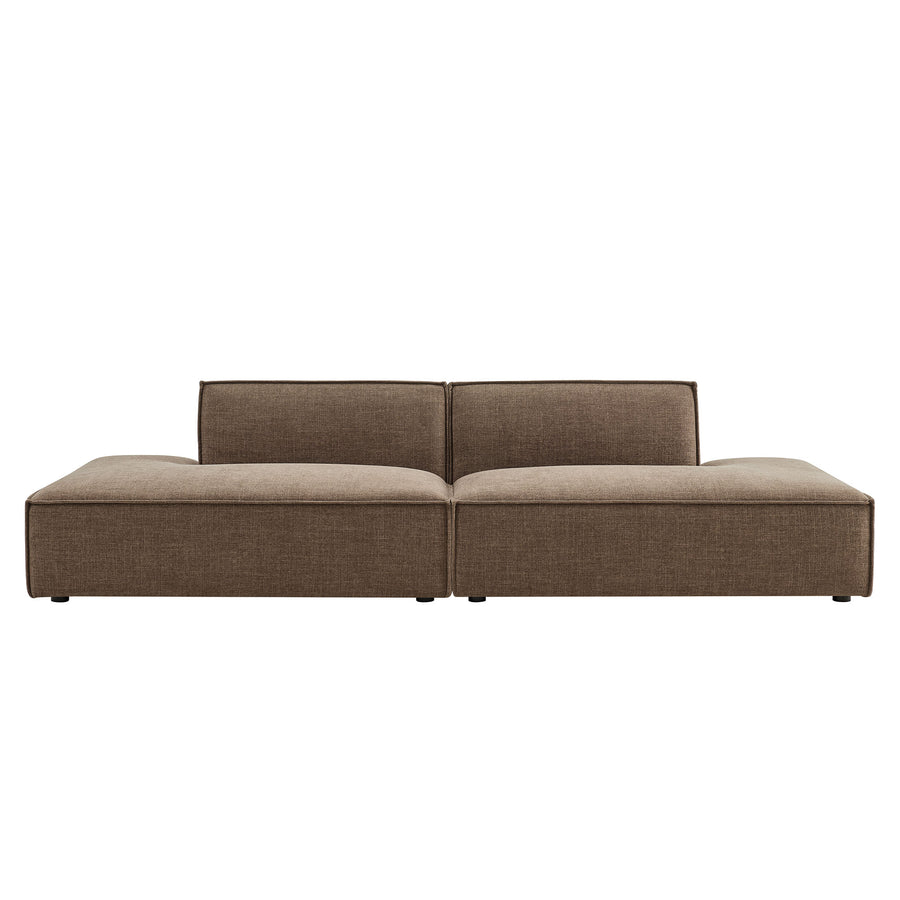 Atlas 2-Piece Performance Fabric Upholstered Modular Loveseat in Mocha