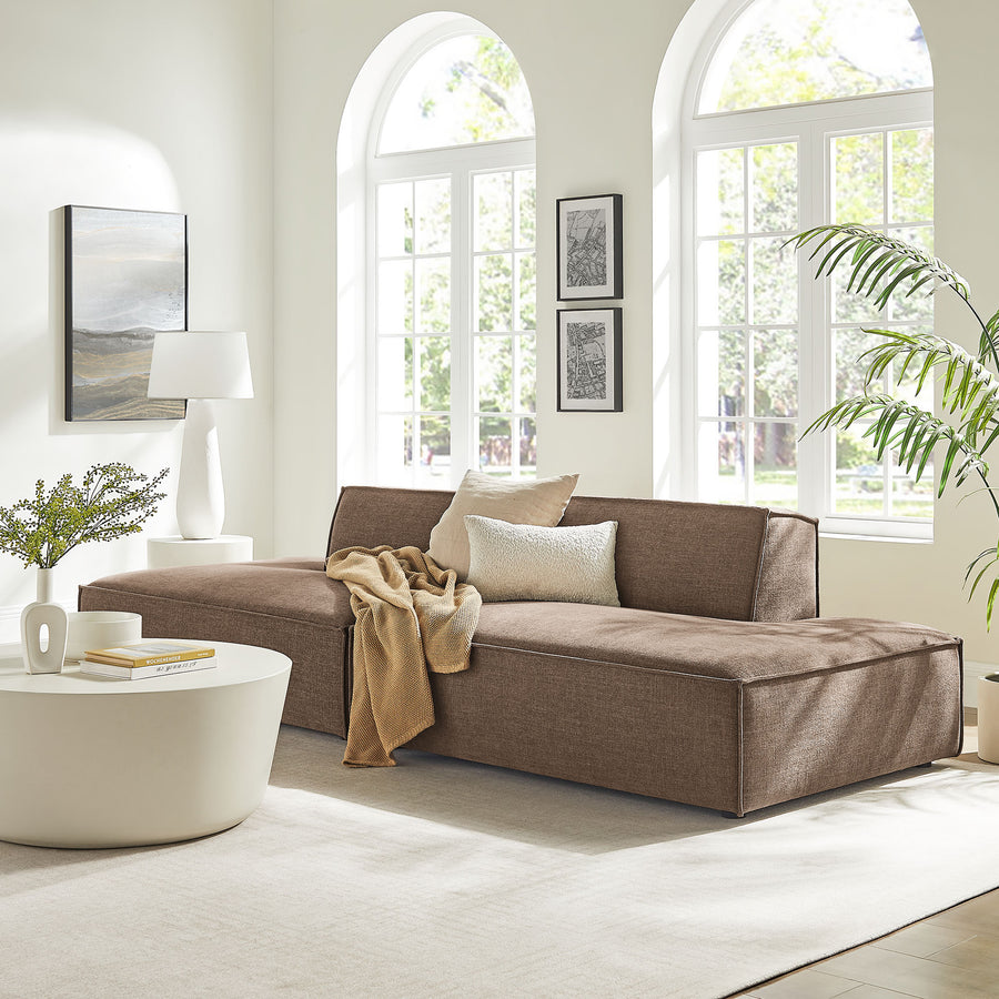 Atlas 2-Piece Performance Fabric Upholstered Modular Loveseat in Mocha