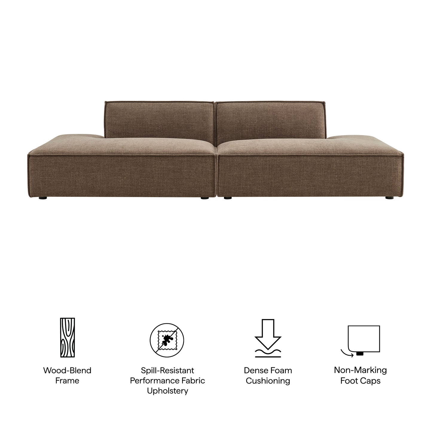 Atlas 2-Piece Performance Fabric Upholstered Modular Loveseat in Mocha