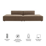 Atlas 2-Piece Performance Fabric Upholstered Modular Loveseat in Mocha