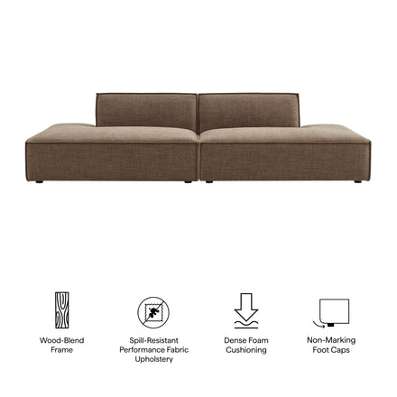 Restore 2-Piece Performance Fabric Upholstered Modular Loveseat in Mocha