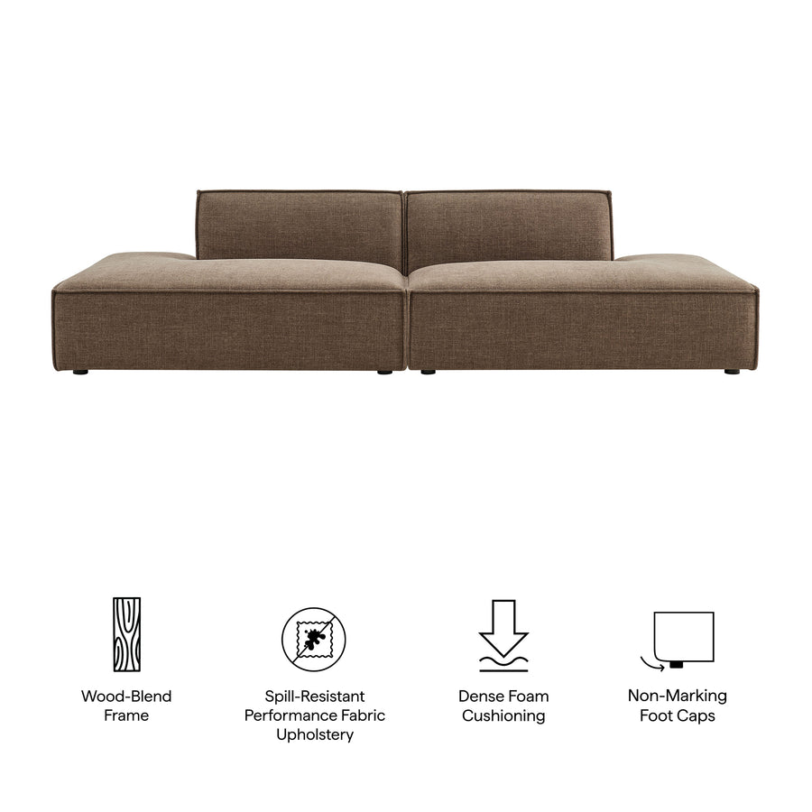 Atlas 2-Piece Performance Fabric Upholstered Modular Loveseat in Mocha