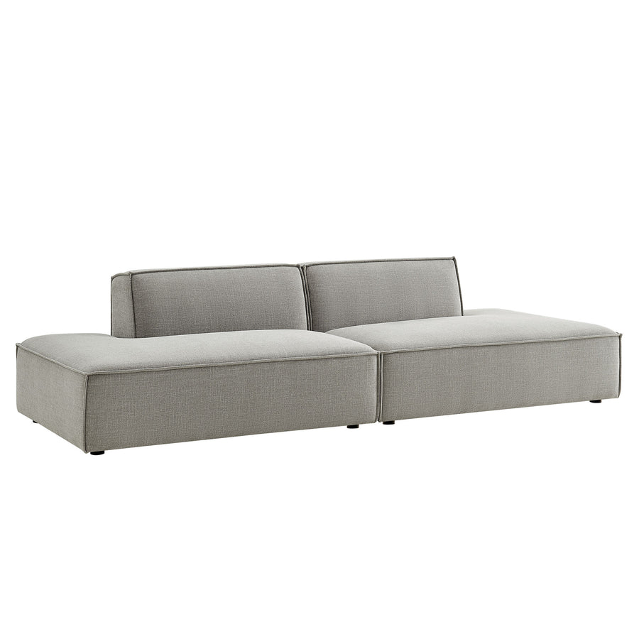Atlas 2-Piece Performance Fabric Upholstered Modular Loveseat in Pewter