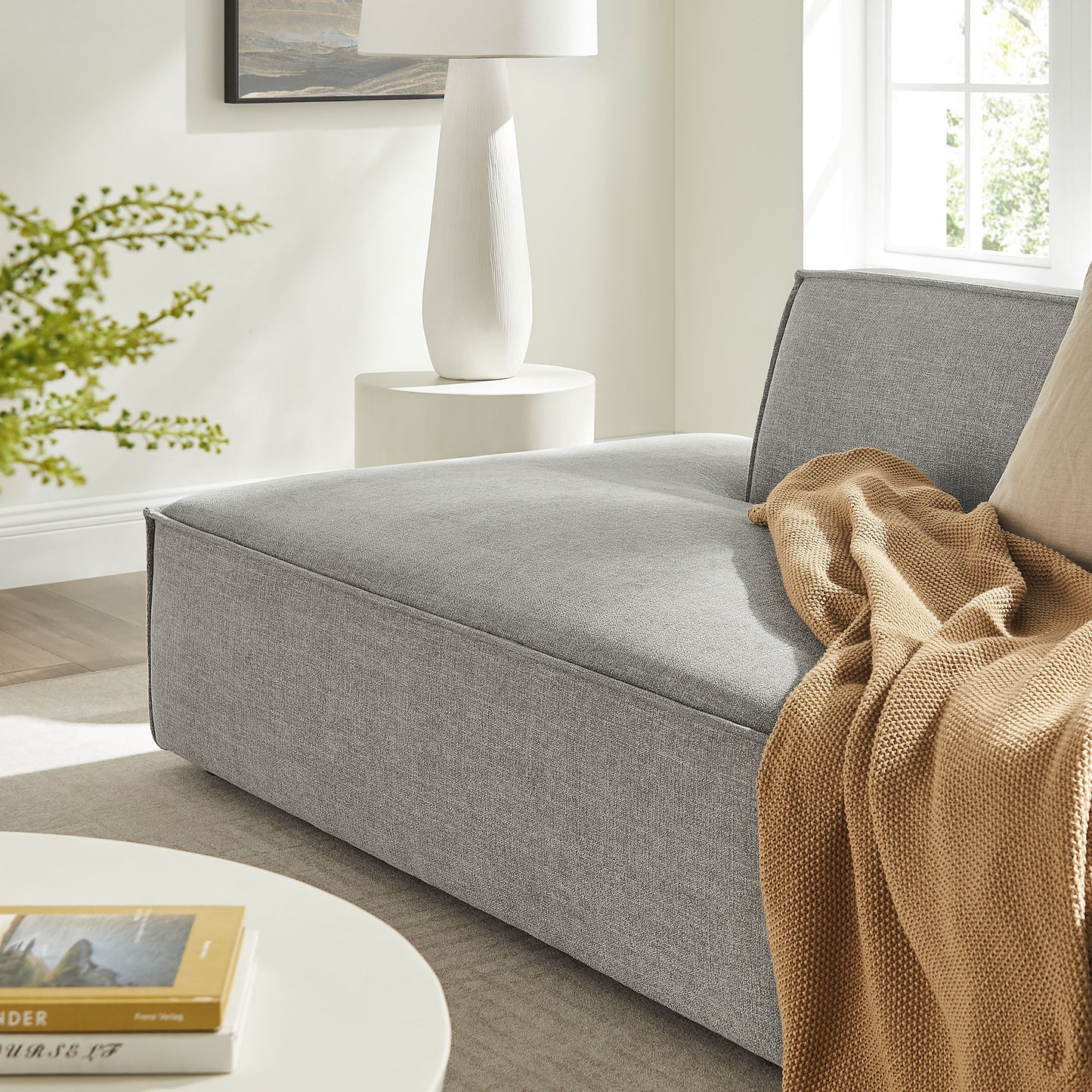 Atlas 2-Piece Performance Fabric Upholstered Modular Loveseat in Pewter