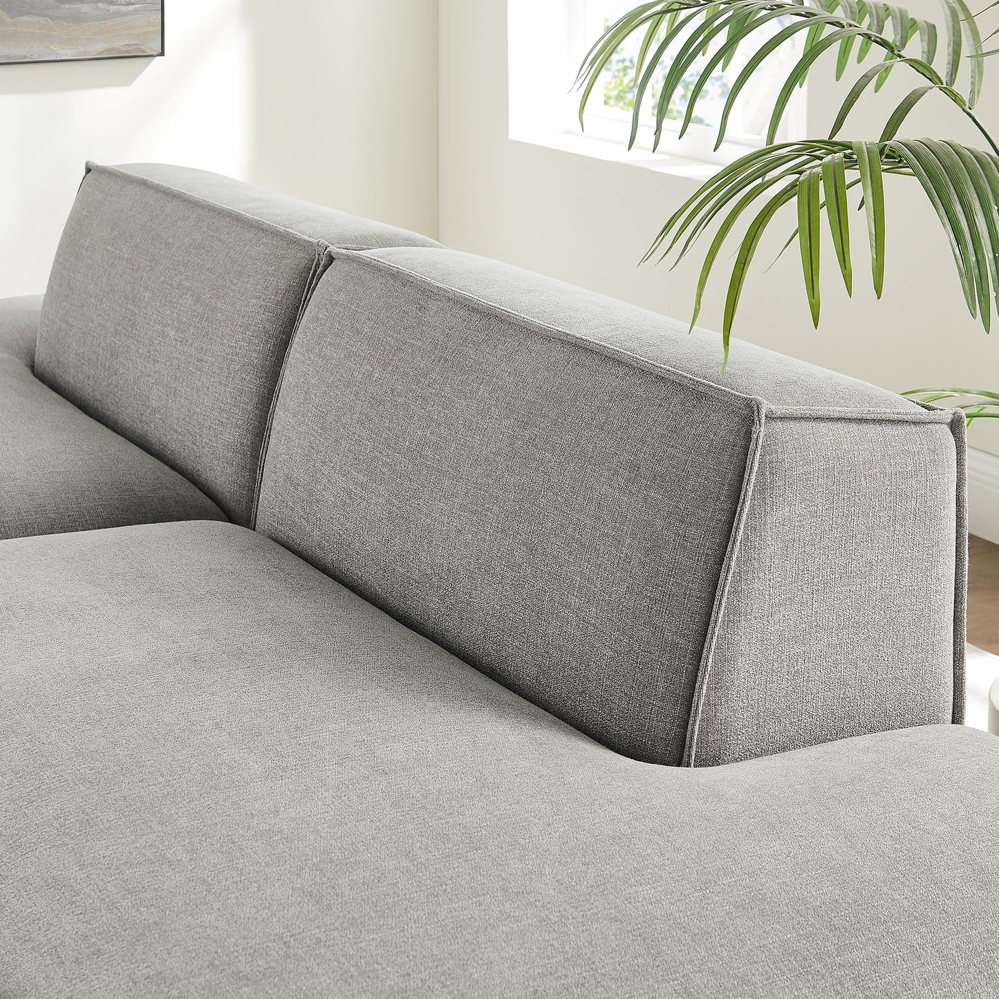 Atlas 2-Piece Performance Fabric Upholstered Modular Loveseat in Pewter