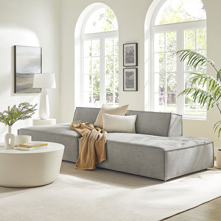 Atlas 2-Piece Performance Fabric Upholstered Modular Loveseat in Pewter