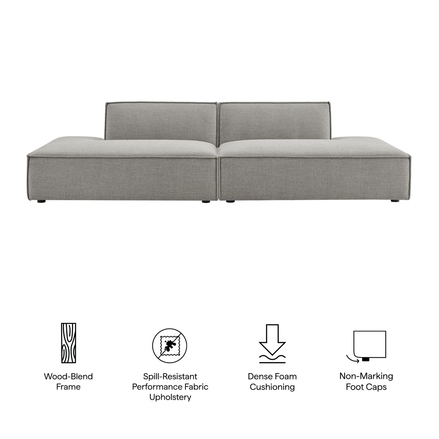 Atlas 2-Piece Performance Fabric Upholstered Modular Loveseat in Pewter