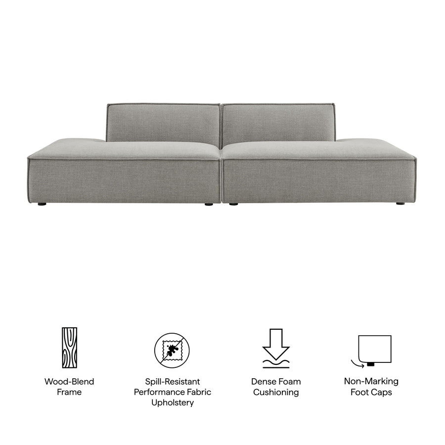 Atlas 2-Piece Performance Fabric Upholstered Modular Loveseat in Pewter