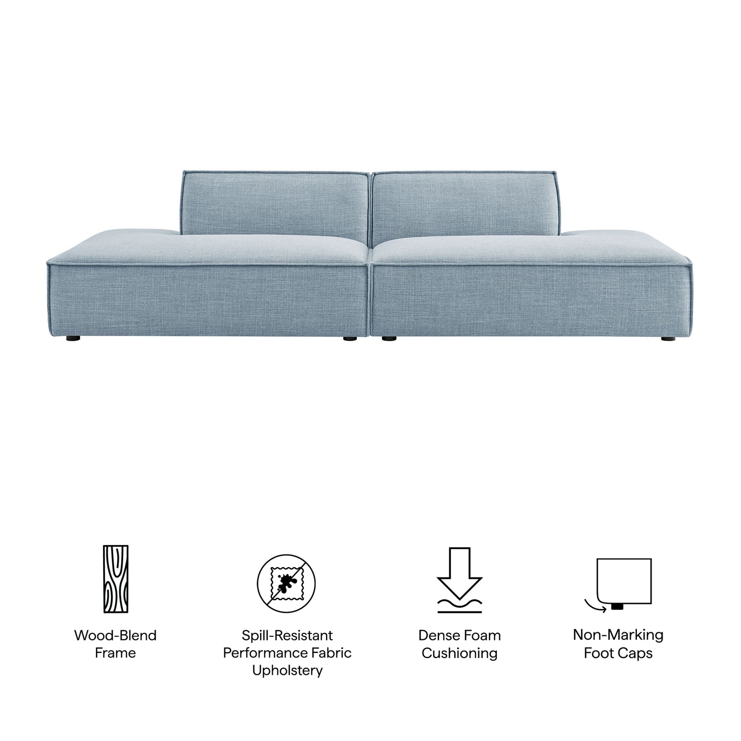 Atlas 2-Piece Performance Fabric Upholstered Modular Loveseat in Sky