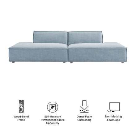 Restore 2-Piece Performance Fabric Upholstered Modular Loveseat in Sky