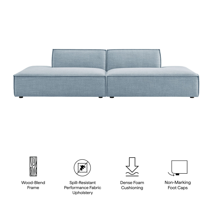 Atlas 2-Piece Performance Fabric Upholstered Modular Loveseat in Sky