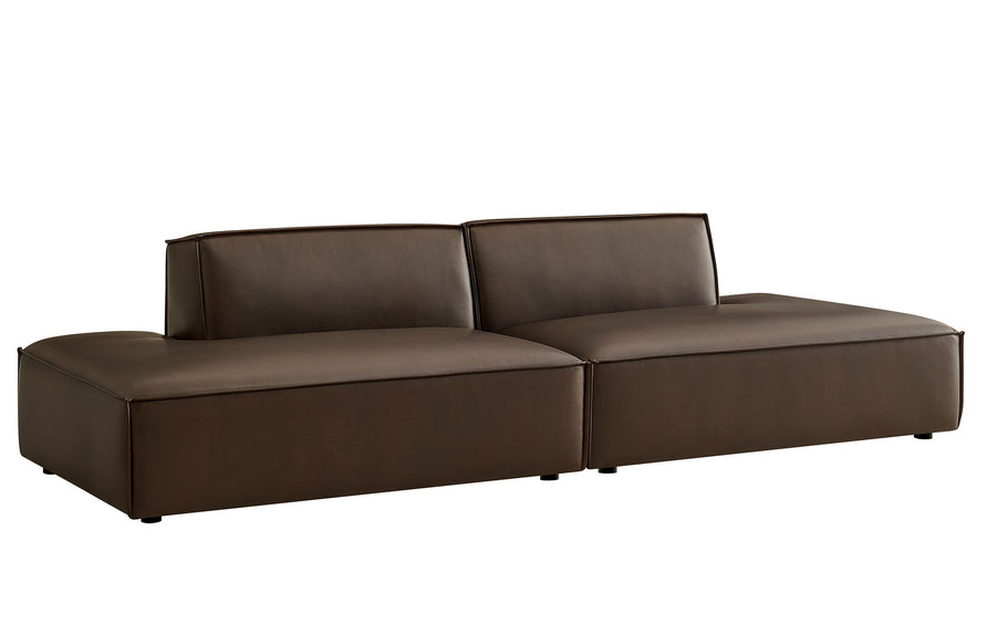 Atlas 2-Piece Vegan Leather Modular Loveseat in Espresso