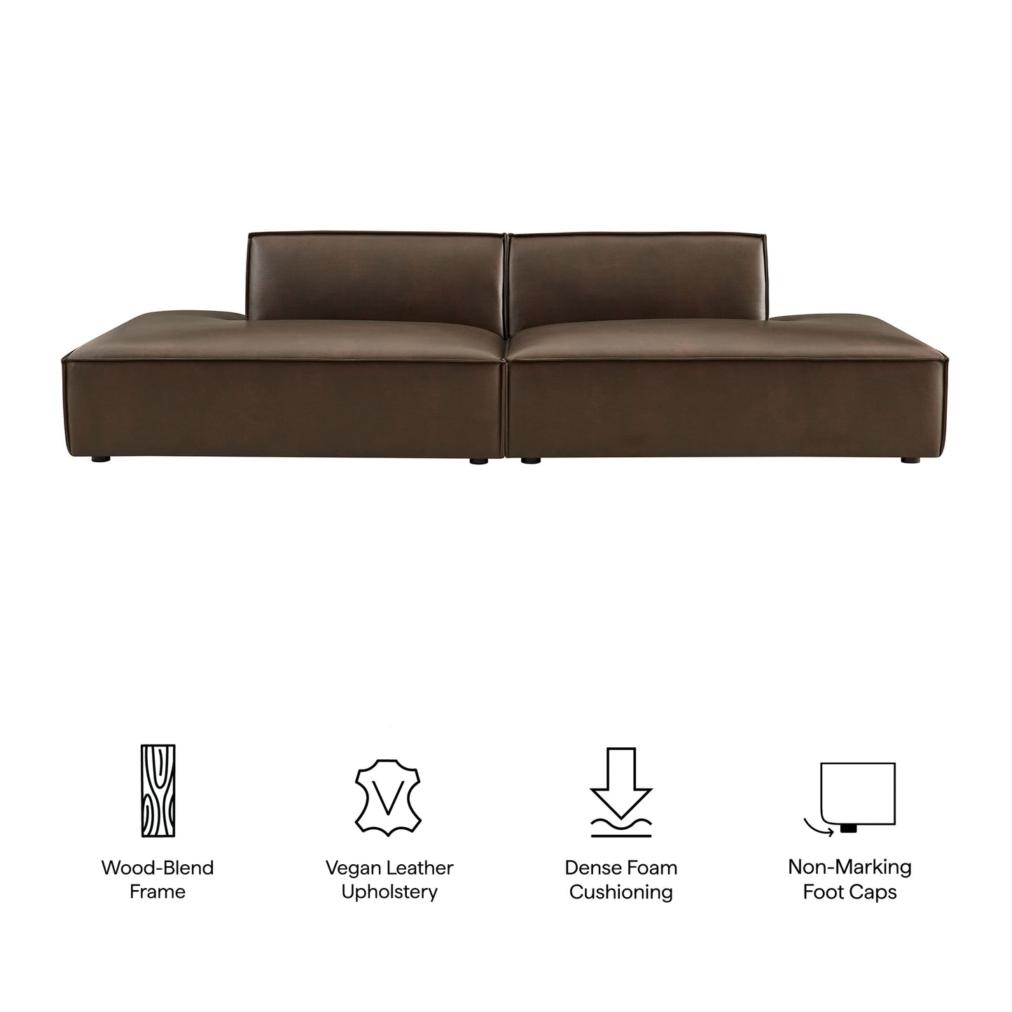 Atlas 2-Piece Vegan Leather Modular Loveseat in Espresso