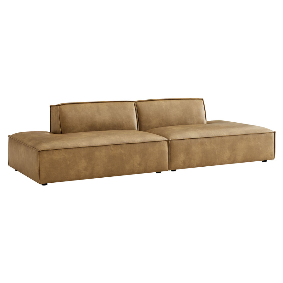 Atlas 2-Piece Vegan Leather Modular Loveseat in Toast