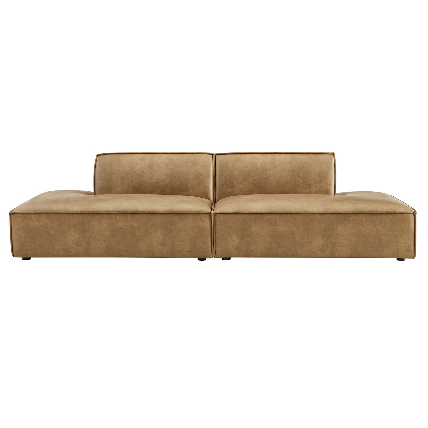 Atlas 2-Piece Vegan Leather Modular Loveseat in Toast