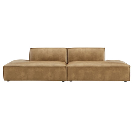 Restore 2-Piece Vegan Leather Modular Loveseat in Toast