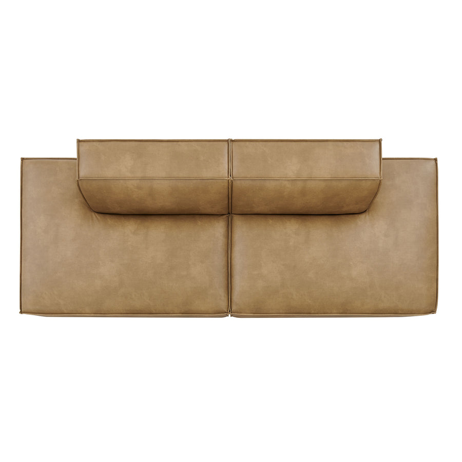 Atlas 2-Piece Vegan Leather Modular Loveseat in Toast