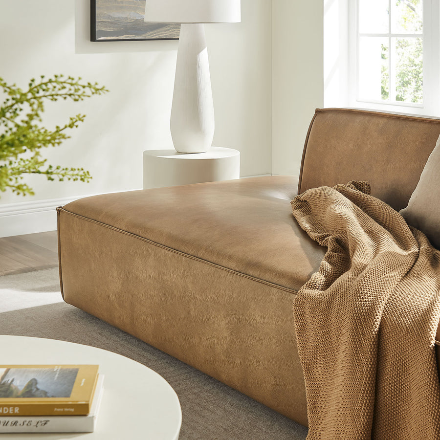 Atlas 2-Piece Vegan Leather Modular Loveseat in Toast