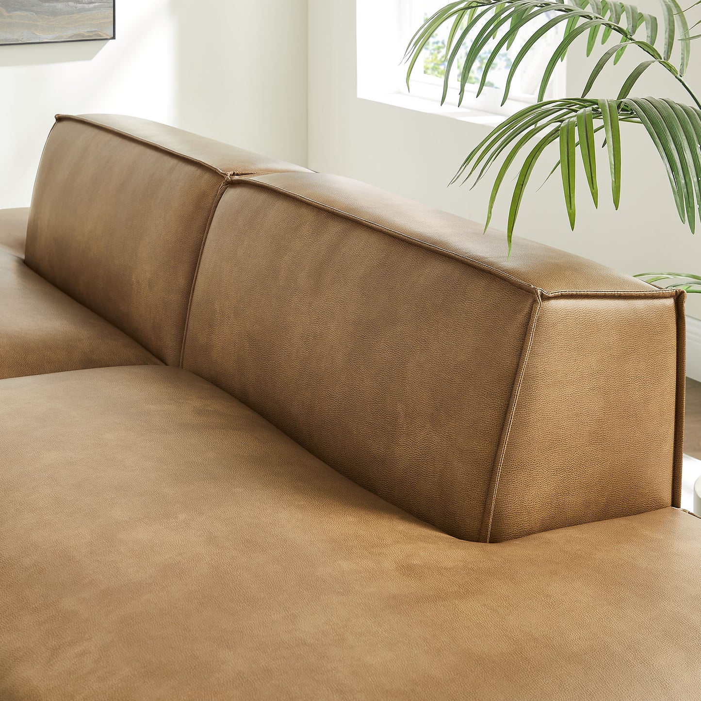 Atlas 2-Piece Vegan Leather Modular Loveseat in Toast