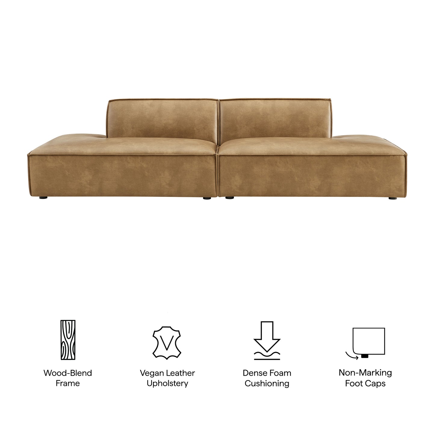 Atlas 2-Piece Vegan Leather Modular Loveseat in Toast