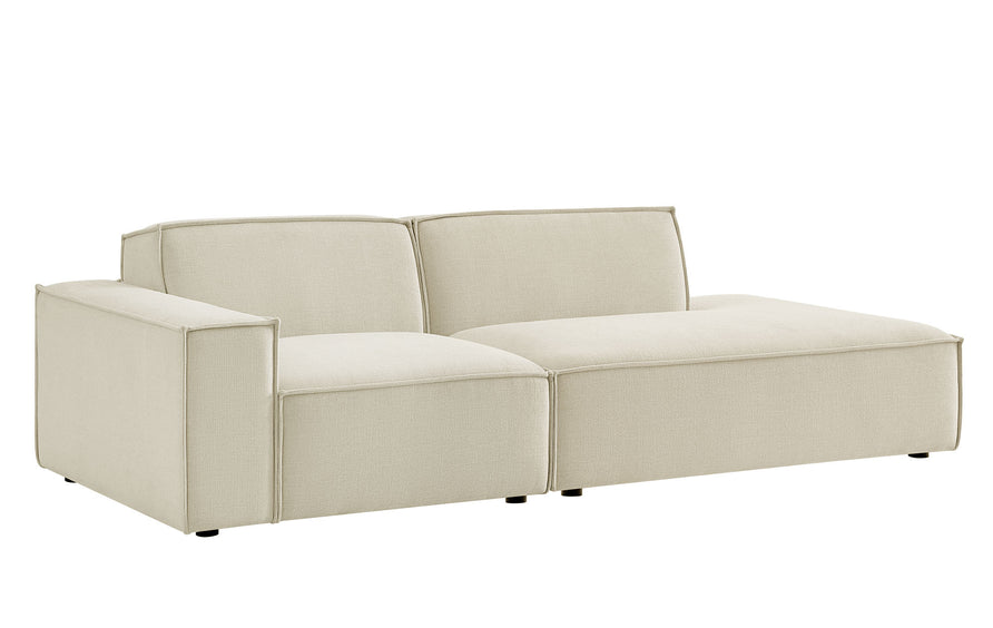 Atlas 2-Piece Performance Fabric Upholstered Modular Loveseat in Ecru