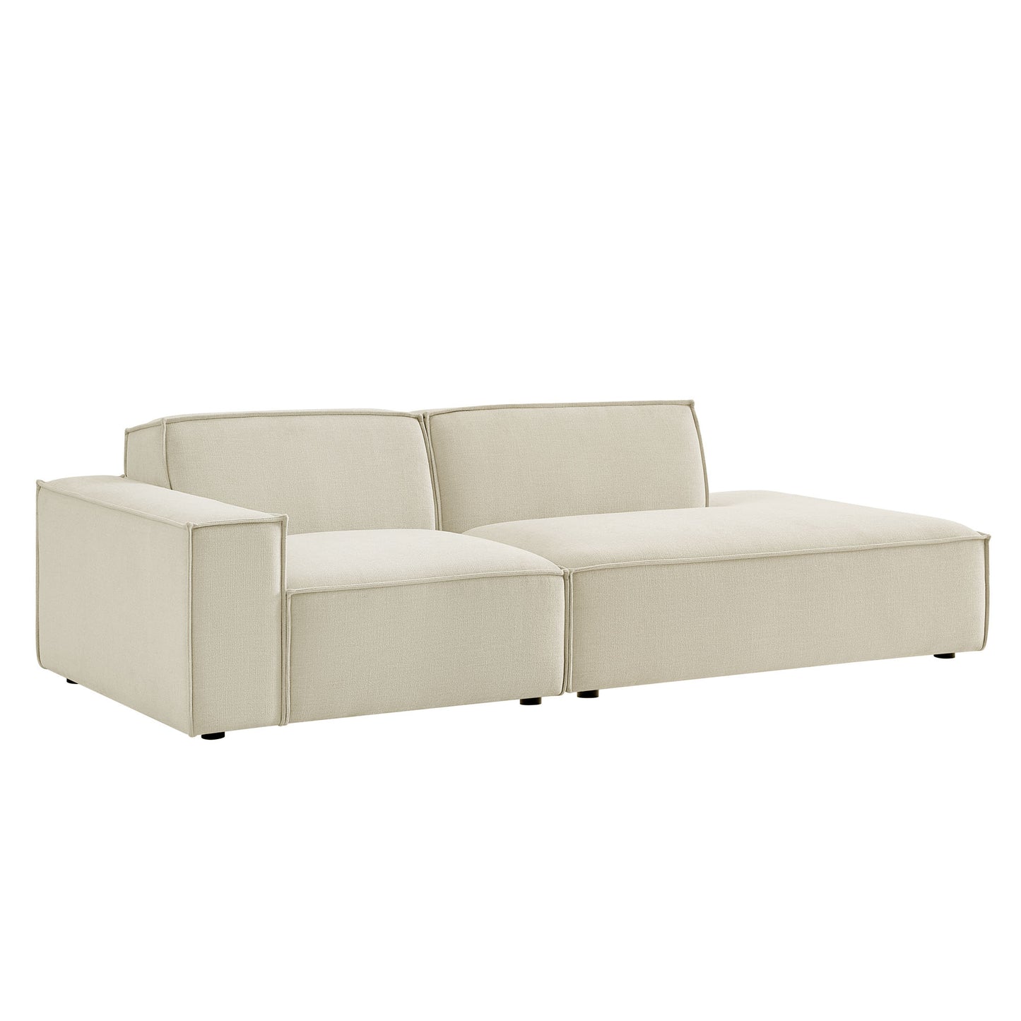 Atlas 2-Piece Performance Fabric Upholstered Modular Loveseat in Ecru