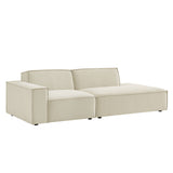 Atlas 2-Piece Performance Fabric Upholstered Modular Loveseat in Ecru