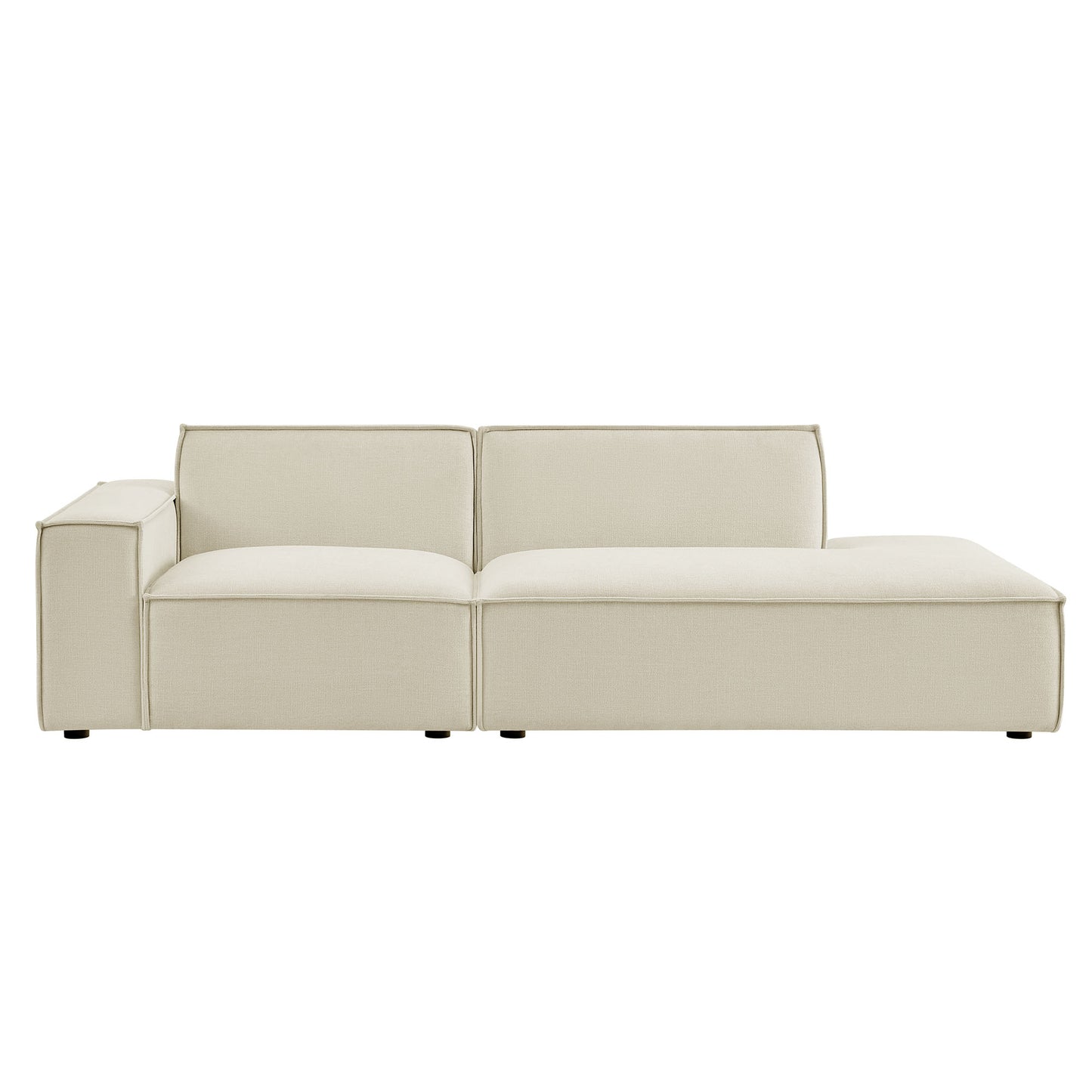 Atlas 2-Piece Performance Fabric Upholstered Modular Loveseat in Ecru