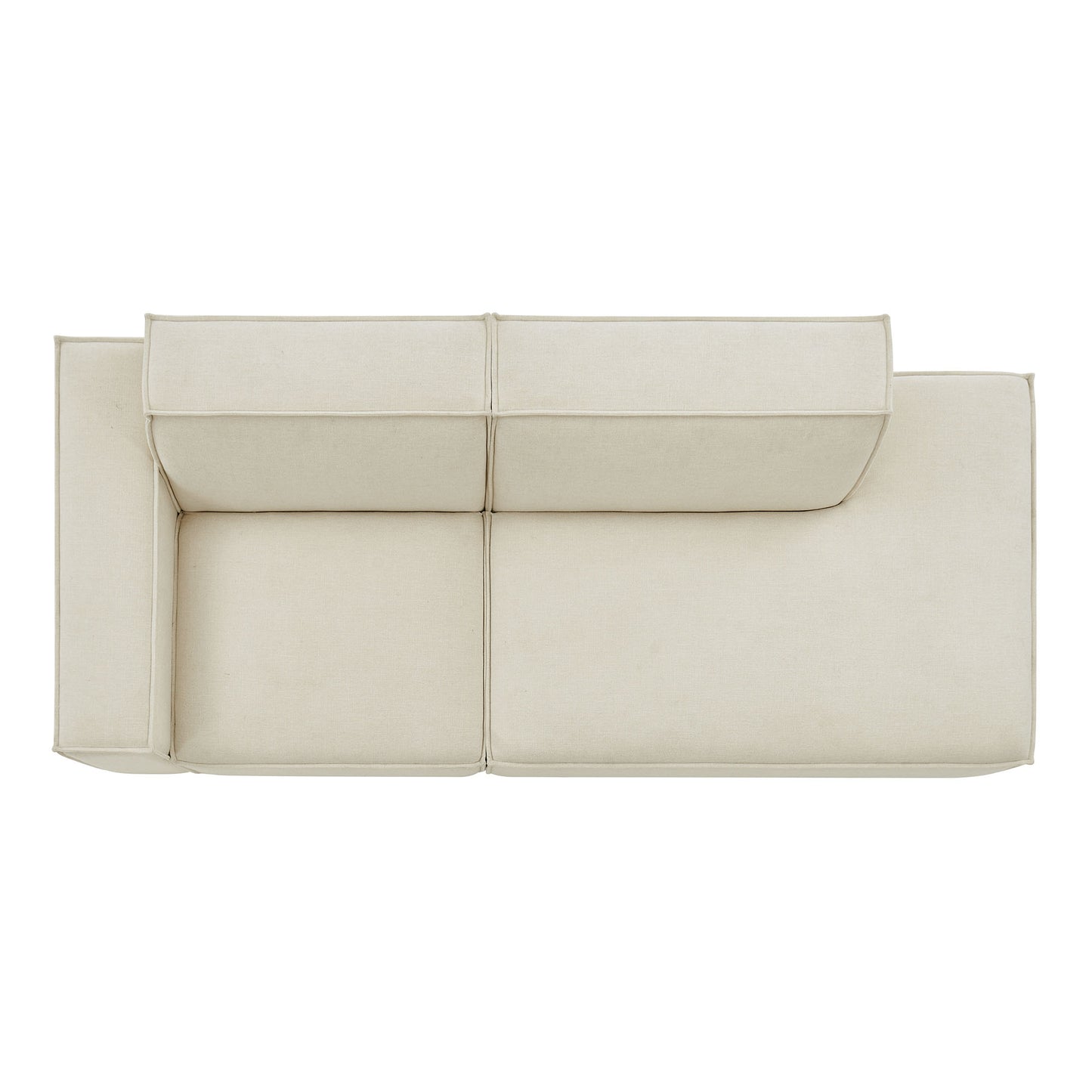 Atlas 2-Piece Performance Fabric Upholstered Modular Loveseat in Ecru