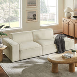 Atlas 2-Piece Performance Fabric Upholstered Modular Loveseat in Ecru