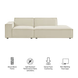 Atlas 2-Piece Performance Fabric Upholstered Modular Loveseat in Ecru