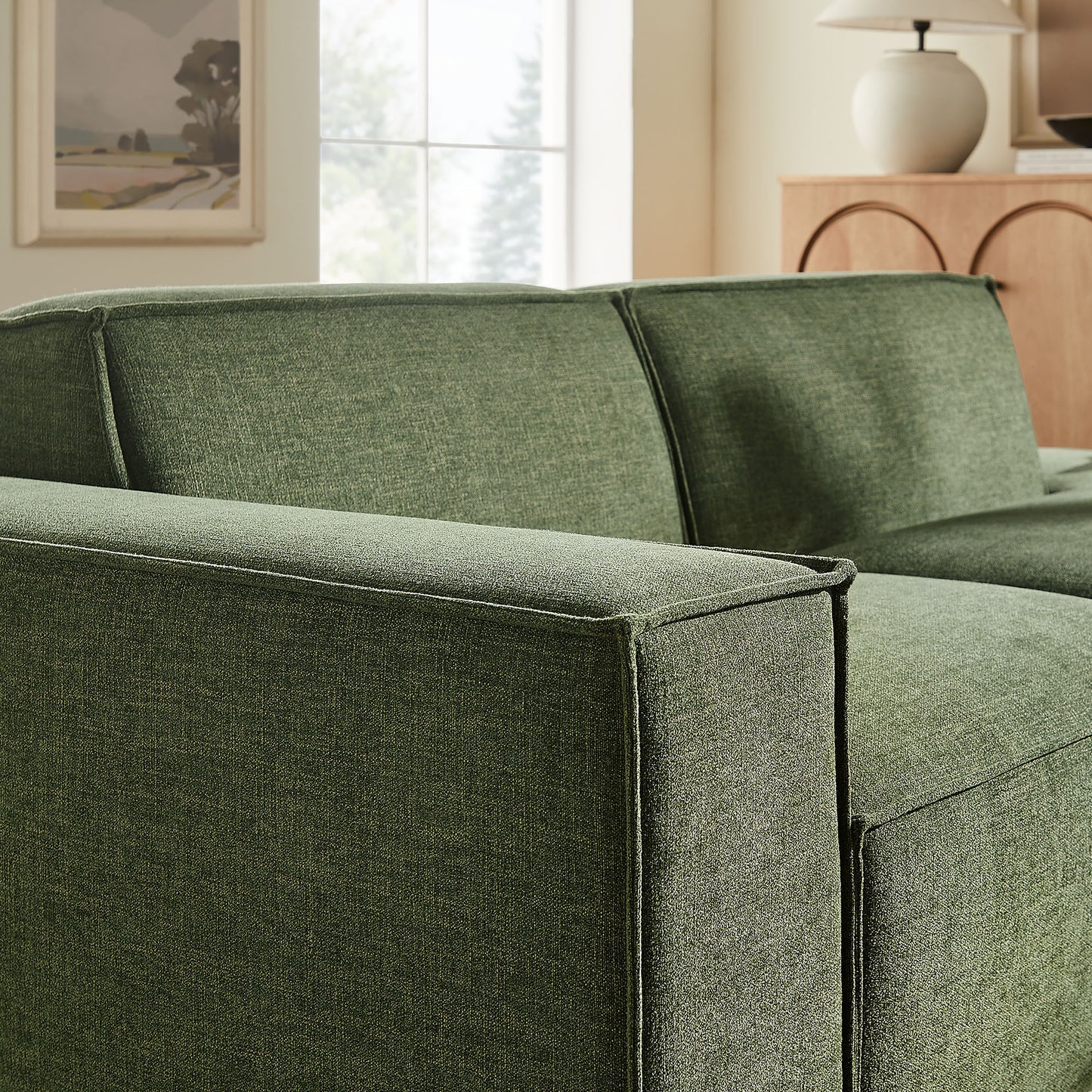 Atlas 2-Piece Performance Fabric Upholstered Modular Loveseat in Foliage