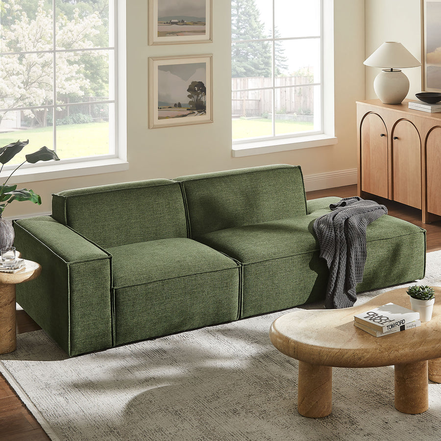 Atlas 2-Piece Performance Fabric Upholstered Modular Loveseat in Foliage