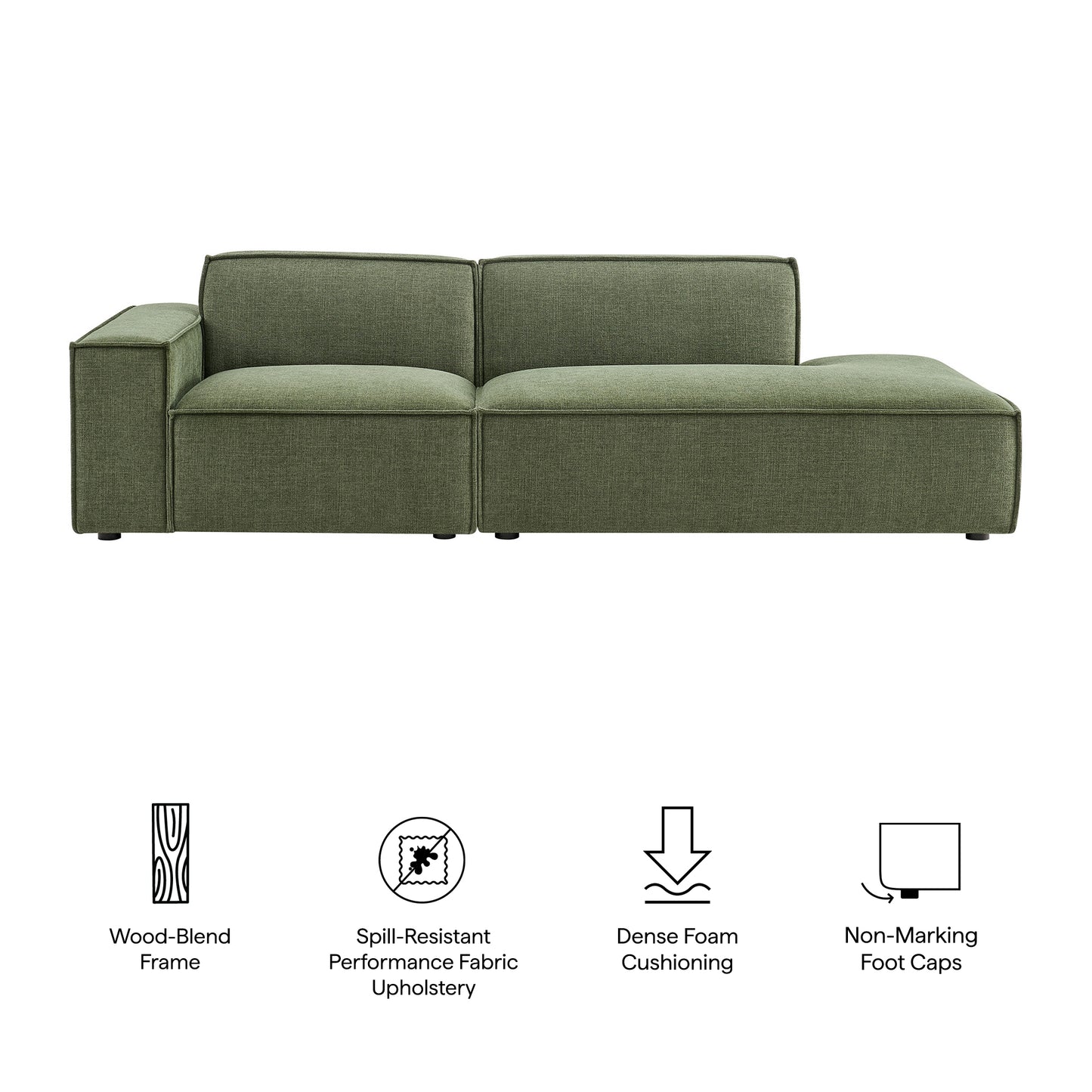 Atlas 2-Piece Performance Fabric Upholstered Modular Loveseat in Foliage