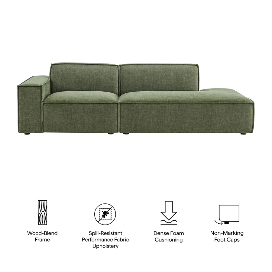 Atlas 2-Piece Performance Fabric Upholstered Modular Loveseat in Foliage