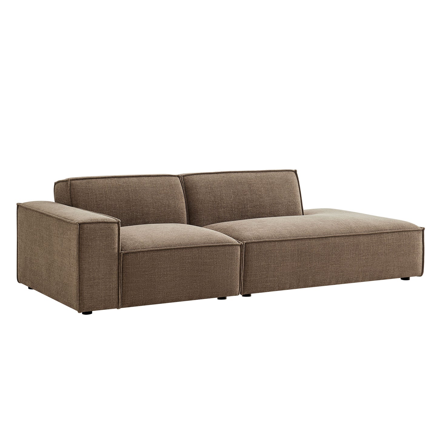 Atlas 2-Piece Performance Fabric Upholstered Modular Loveseat in Mocha