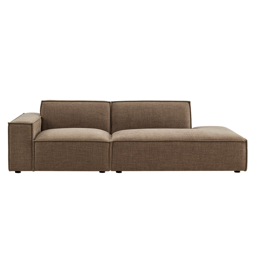 Atlas 2-Piece Performance Fabric Upholstered Modular Loveseat in Mocha