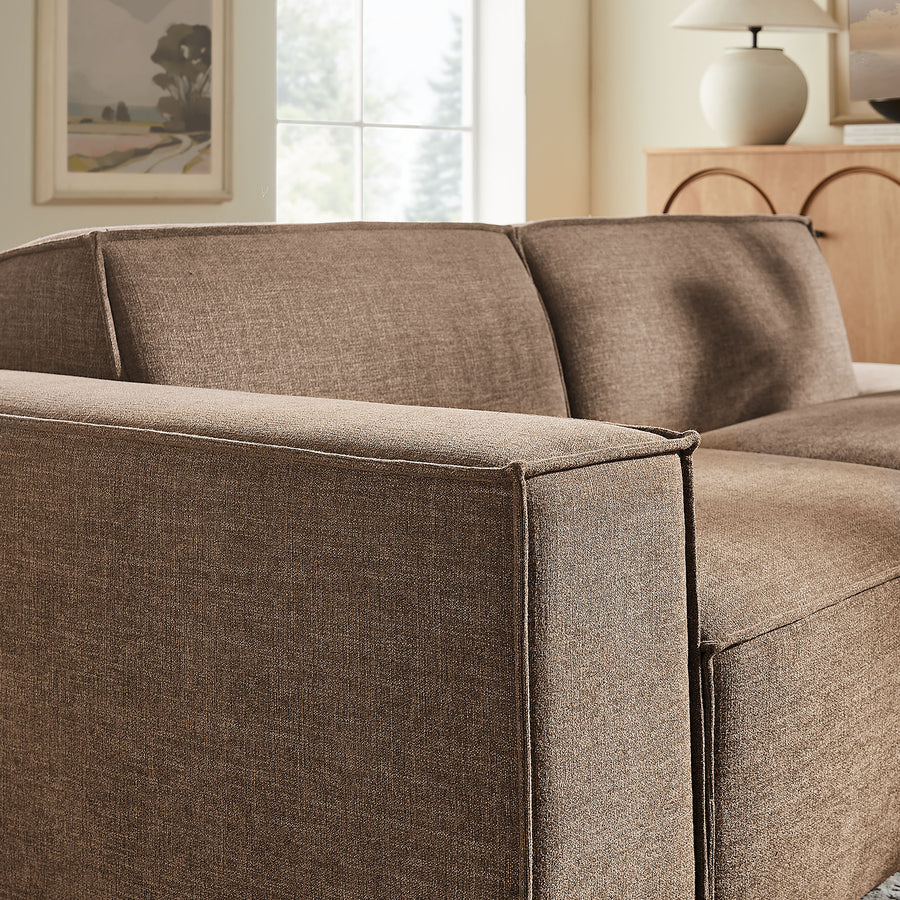 Atlas 2-Piece Performance Fabric Upholstered Modular Loveseat in Mocha