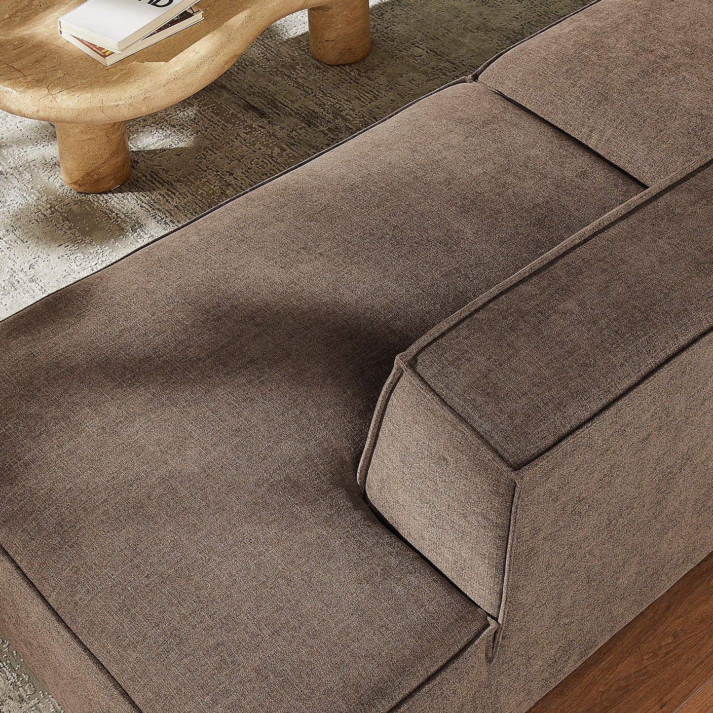 Atlas 2-Piece Performance Fabric Upholstered Modular Loveseat in Mocha