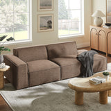 Atlas 2-Piece Performance Fabric Upholstered Modular Loveseat in Mocha