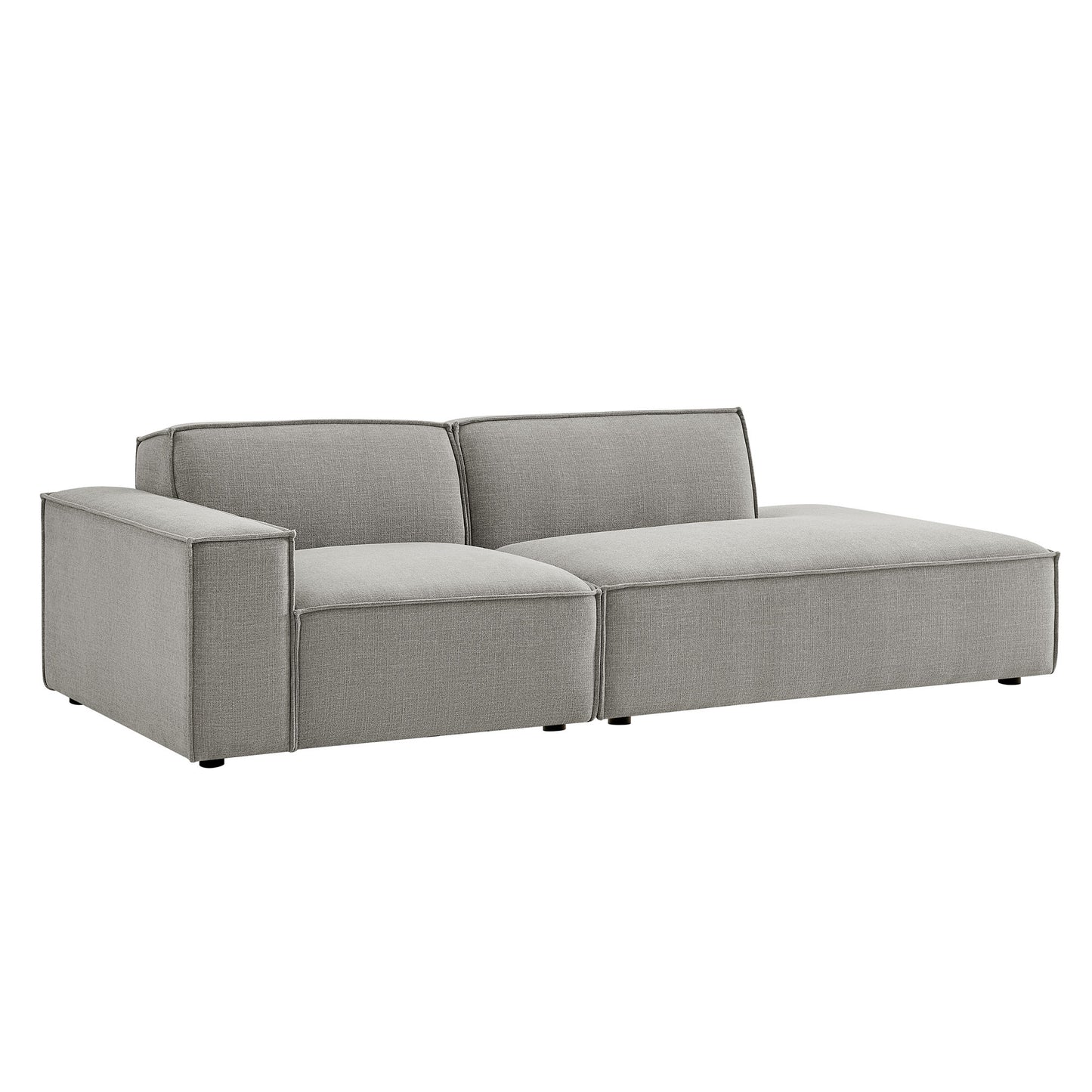 Atlas 2-Piece Performance Fabric Upholstered Modular Loveseat in Pewter
