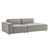 Atlas 2-Piece Performance Fabric Upholstered Modular Loveseat in Pewter