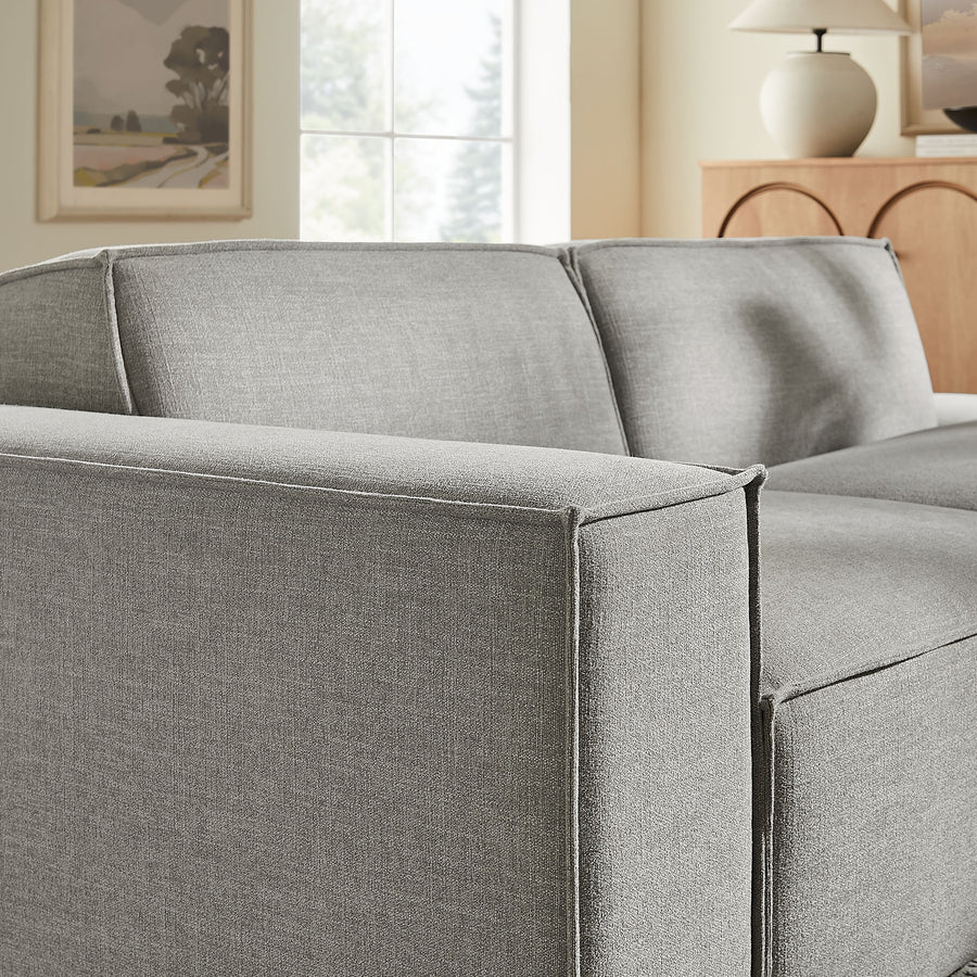 Atlas 2-Piece Performance Fabric Upholstered Modular Loveseat in Pewter