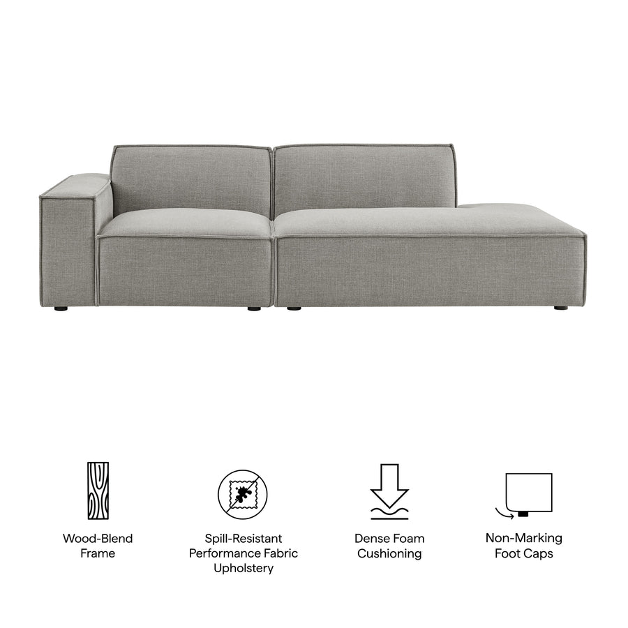 Atlas 2-Piece Performance Fabric Upholstered Modular Loveseat in Pewter